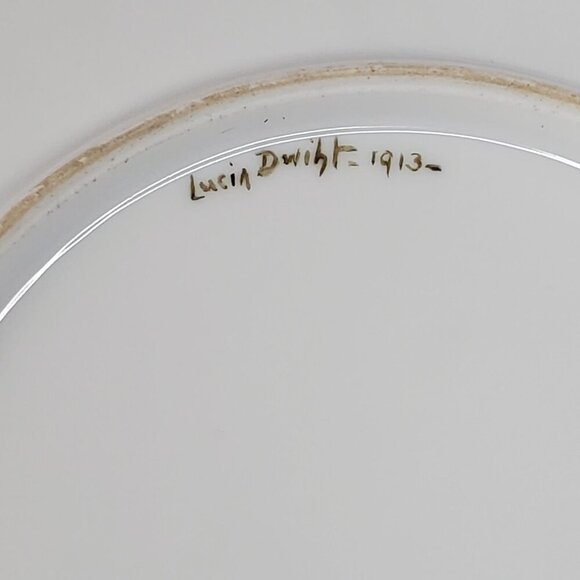 Antique Lucin Dwiht 1913 Porcelain Dinner Plate With Violet Floral & Gold Trim - Picture 8 of 11